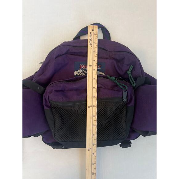 Vintage 90s Jansport Fanny Pack Made in USA Hip Waist Bag 1990's Black & Purple - Picture 8 of 13
